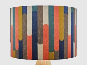 Retro Orange Fabric Handmade Drum Lampshade / Lightshade Lamp or Ceiling UK - Picture 1 of 10