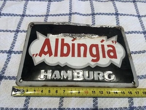 Gewölbtes Emaille Türschild Albingia Versicherung Hamburg Selten - Bild 1 von 4
