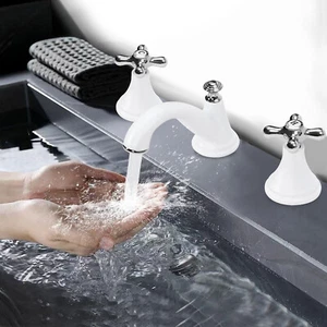 3-Loch-Tischplatte Badewasserhahn Mischbatterie Armatur Waschtisch Beckenarmatur - Bild 1 von 17