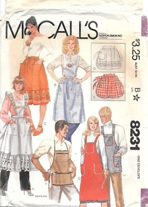 Delantales de colección 1982 sin cortar McCall's patrón de costura 8231 faltas y para hombre talla única - Imagen 1 de 2