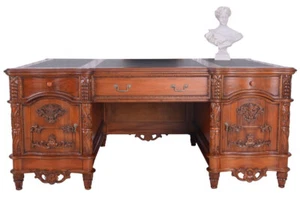 Chefschreibtisch Mahagoni XXL Schreibtisch Büromöbel Antik Präsident 190x120cm - Bild 1 von 9