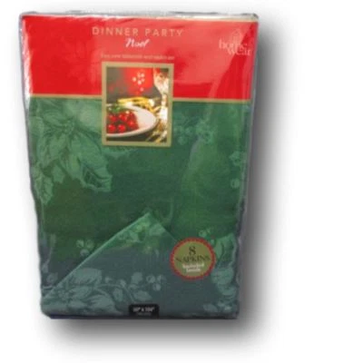 Juego de manteles y 8 servilletas de Navidad Home Wear Noel verde acebo oblongo 60 x 104 Foto 1 de 3