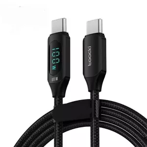 USB C to USB C Super Fast Charge Cable with Display 100W 5A 2M (Metallic Black) - Picture 1 of 7