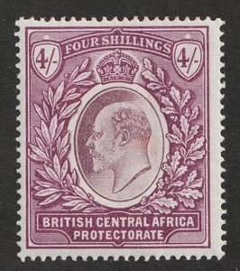 1903-04 British Central Africa B.C.A. Sc# 66 - Four Shillings, KEVII. MH Cv$115 - Picture 1 of 1