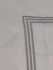 Hotel Collection Waffle. Embroidered Shower Curtain White 100% Cotton - Picture 1 of 14