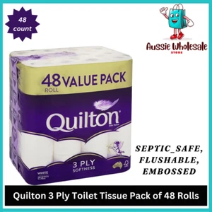 48x Quilton Toilet Paper Tissue Rolls 3-Ply 180 Sheets - Free postage Best Price - Picture 1 of 4