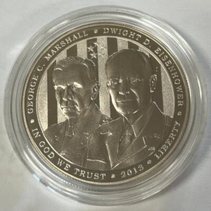 2013 P 5 Silver $1 Star Generals Marshall & Eisenhower Commemorative Proof - Picture 1 of 2