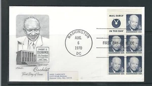 USA SC # 1393b Eisenhower Booklet pane of 5 plus label . Artmaster cachet.... - Picture 1 of 1