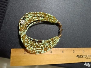 Perlen Karabiner Strass Akzent Armband - Bild 1 von 3