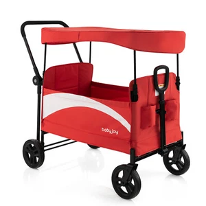 2-in-1 Wagon Cart 2-Seat Folding Baby Stroller with Adjustable Canopy Red - Picture 1 of 8