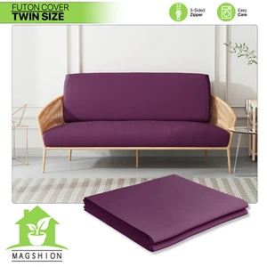 Twin Size Futon Cover Solid Color Sofa Bed Furniture Protector Armless Slipcover - Picture 1 of 34