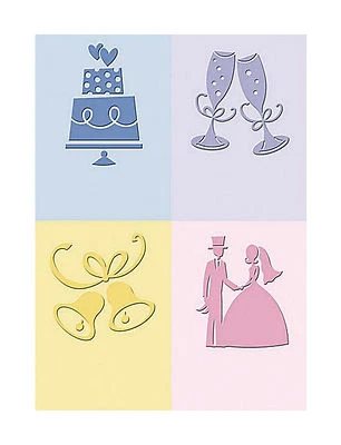 4 Prägeschablone Hochzeit Etikett Embossing-Folder, Cuttlebug Provocraft  6259 - Bild 1 von 4