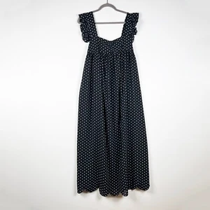 Vestido Alexa Chung Negro Blanco Estampado Lunares Seersucker Manga Acampanada - Imagen 1 de 3