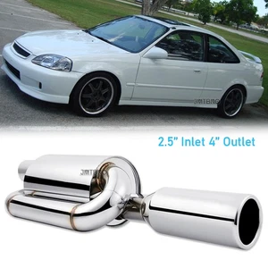 Punta de escape silenciador doble bucle de 2,5" a 4,0" para Honda Civic EX LX 1,6 L l4 96-00 - Imagen 1 de 20
