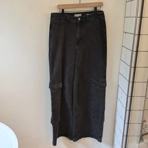 Jeans denim Ventura Warp + Weft NCE Cargo Nice Cote gamba larga nero lavaggio 16 W - Foto 1 di 10