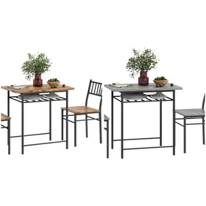 HOMCOM 3-Piece Small Dining Table Set with Built-in Storage Rack - Picture 1 of 23