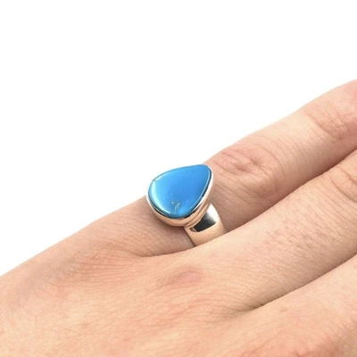 Anello sigillo turchese argento 925 gioielli da uomo argent bague turquoise... - Immagine 1 di 4