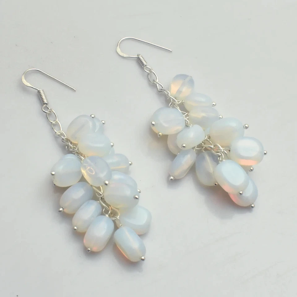 Pendientes colgantes de piedras preciosas de opalita hechos a mano joyas para mujer 2,8" AE-98196 Foto 1 de 1