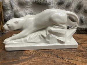 Alter PANTHER Keramik gerissen Art Deco signiert E. SIEGL Tier Panther - Bild 1 von 11