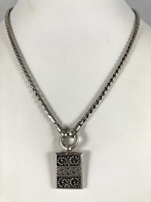 LOIS HILL STERLING SILVER SCROLLED  PENDANT CHAIN TOGGLE NECKLACE 18in - Image 1 of 4