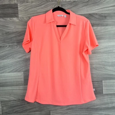 Lady Hagen Golf Polo Top Women's L Pink Polyester V-Neck Collared Short Sleeve - Image 1 of 4