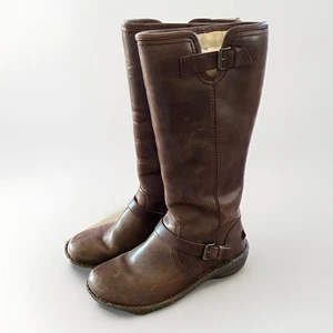 UGG Tupelo braune hohe Lederreitstiefel 8 Lammfell abgenutzt Reitsport - Bild 1 von 12