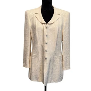 Escada by Margaretha Ley Vintage Blazer Elfenbein Seidenmischung Blumen Brokat 40/8 - Bild 1 von 18