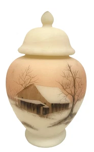 Fenton Hand-Painted Temple Ginger Jar Log Cabin In The Woods - Picture 1 of 3