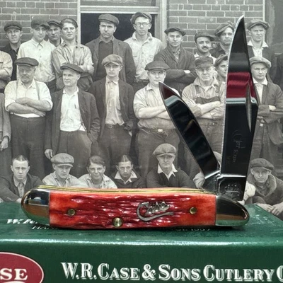 Case XX Peanut Dark Red Bone Script Shield First Production Run 2003 Model MIB - Image 1 of 4