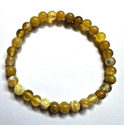 Браслет из художественного стекла горчичный желтый смешанный эластичный бисер 7 дюймов 71 - Изображение 1 из 4