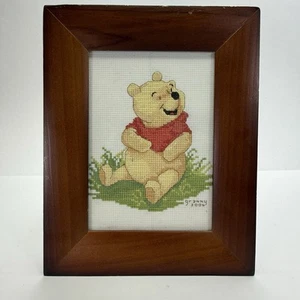 Winnie the Pooh Cross Stitch Complete Framed 6x8 inch Disney Cute - Picture 1 of 6