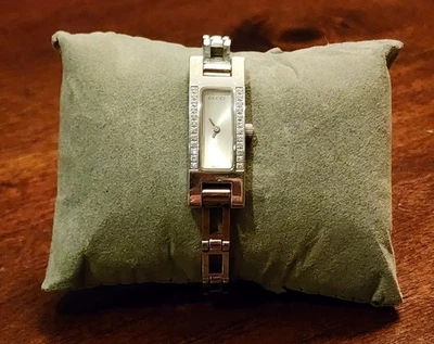 Authentic GUCCI 3900L Silver Women's Watch w/Diamond Bezel Mother of Pearl Dial - Image 1 of 4