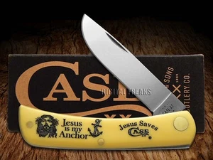 Case xx Knife Sod Buster Jr Jesus is my Anchor Yellow Synthetic Pocket Knives - Picture 1 of 4