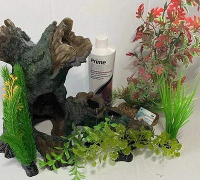 Imagitarium Acuario Grande Árbol Tronco Decoración Acuática Más Plantas Falsas Foto 1 de 4