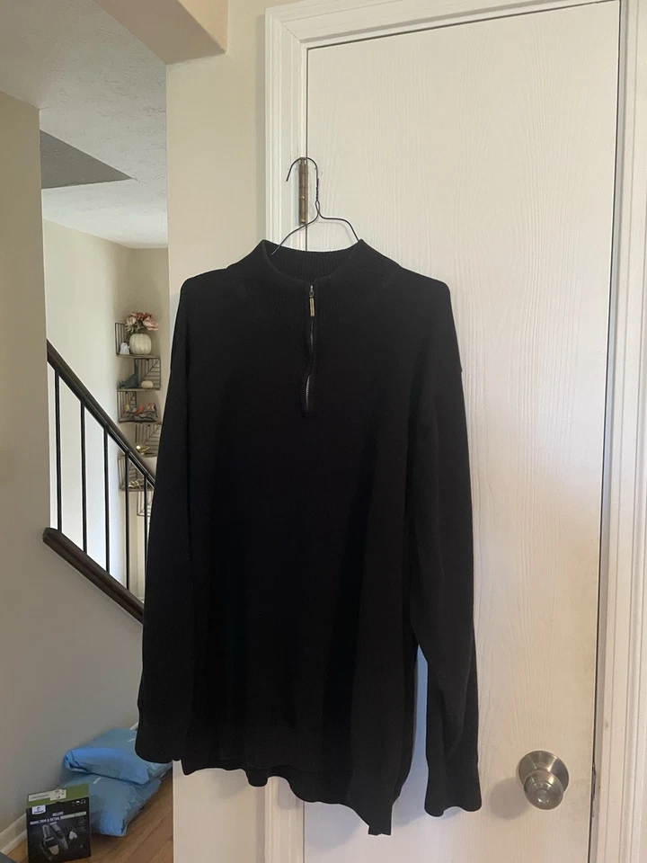 Geoffrey Beene Men's 1/4 Zip  Sweater Big & Tall Size 5XLT Black - Image 1 of 4