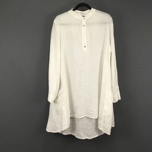 Camisa pulóver túnica manga larga lino blanco grande ON-NZ para mujer hecha en Italia - Imagen 1 de 10