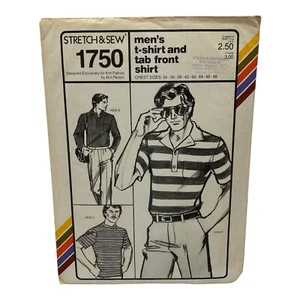 1979 Stretch and Sew Men’s T-Shirt and Tab Front Design Patterns By Ann Person - Picture 1 of 9