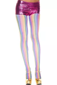 Rainbow Striped Pantyhose Ravewear Pride Festival Stockings - Picture 1 of 1