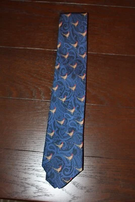 GITMAN BROS 男式蓝色 PHEASANT 经典领带宽:3 1/2 全新 - 125 美元零售 — 第 1/3 张图片