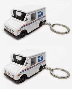2PCS 2.5'' USPS LLV Postal Service Mail Delivery Truck 1:72 Keychain - Picture 1 of 5