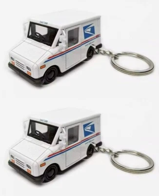 2PCS  2.5'' USPS LLV Postal Service Mail Delivery Truck 1:72 Keychain - Image 1 of 4
