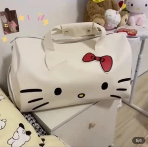 Borsone Sanrio Hello Kitty bagaglio da viaggio bianco Kawaii borsa da notte - Foto 1 di 7