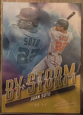 2022 Panini Absolute Juan Soto #BYS-2 By Storm Gold Parallel #'d 8/10 Nationals - Image 1 of 3