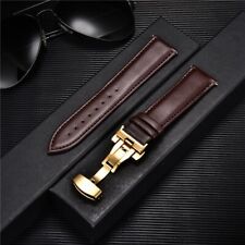 Genuine Leather Watch Band Bracelet Strap Replacement Deployment Clasp Buckle