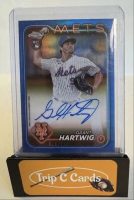 2024 Topps Chrome Rookie Autographs Grant Hartwig Blue Refractor Auto RC 018/150 - Image 1 of 2