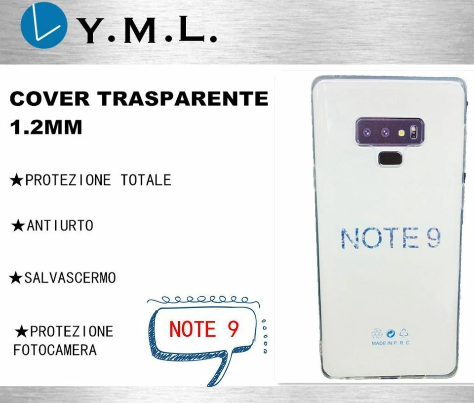 Custodia Cover In Tpu Trasparente Sottile 1.2mm Per Samsung Galaxy Note 9 mar - Immagine 1 di 1