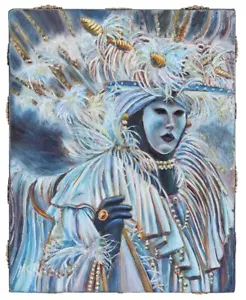 Carnevale di Venezia n. 2 dipinti multimediali misti di Mirinda Reynolds 8x10 senza cornice - Foto 1 di 8