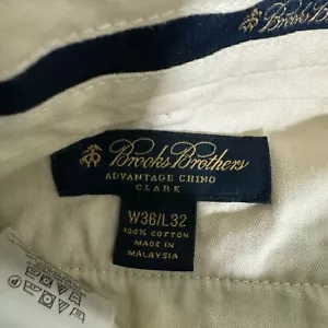 Brooks Brothers Pants Mens 36x32 Khaki Flat Front Advantage Chino Clark - Picture 1 of 6