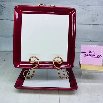 Juego de 2 platos de cena cuadrados rojos arándanos a rayas de ADICIONES SIMPLES Pampered Chef Foto 1 de 4