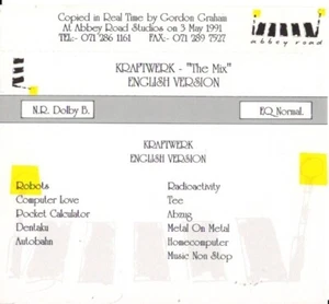 Kraftwerk VERY RARE 1991 PROMO ADVANCE CASSETTE TAPE The Mix (not CD)  - Picture 1 of 2